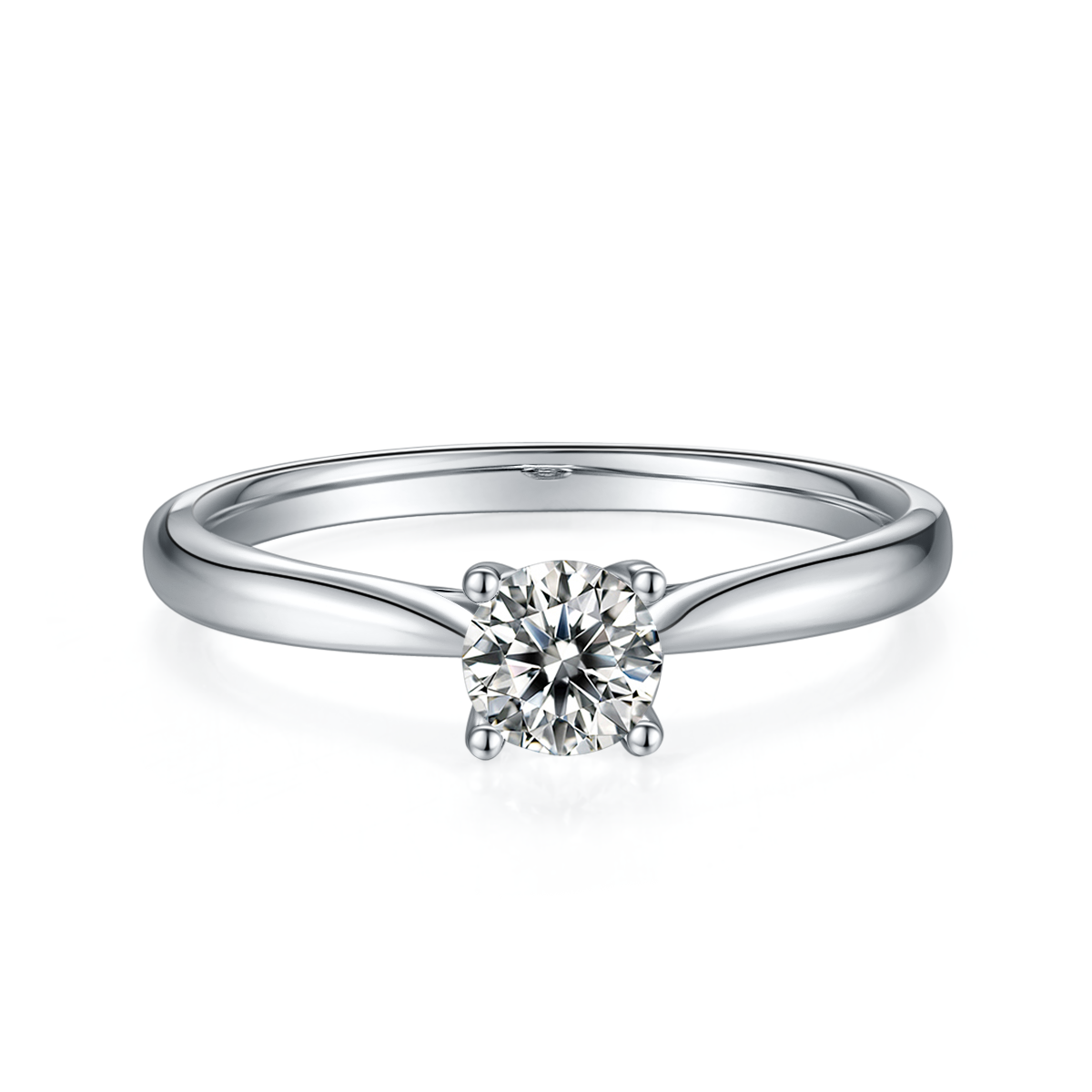 Straight arm four claw S925 silver plated platinum Moissanite women's ring 50 points D-grade
